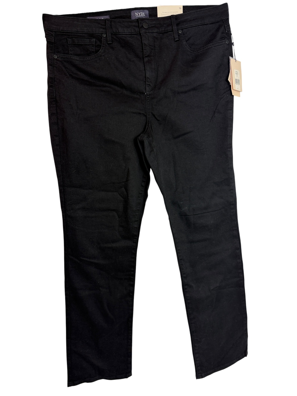NYDJ Sheri Slim Jeans Womens 16 Black High Rise Skinny Lift Tuck Stretch Denim